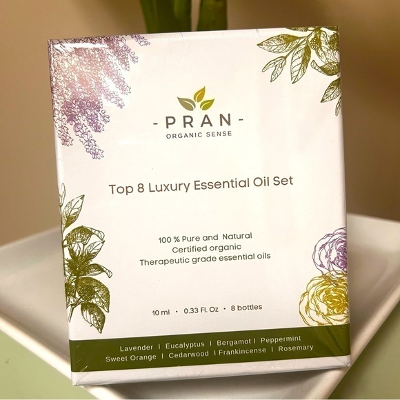 Pran Organic Sense Other - New! Certified Organic Sense 8 Luxury Essential Oil Set Therapeutic Grade 10 ml